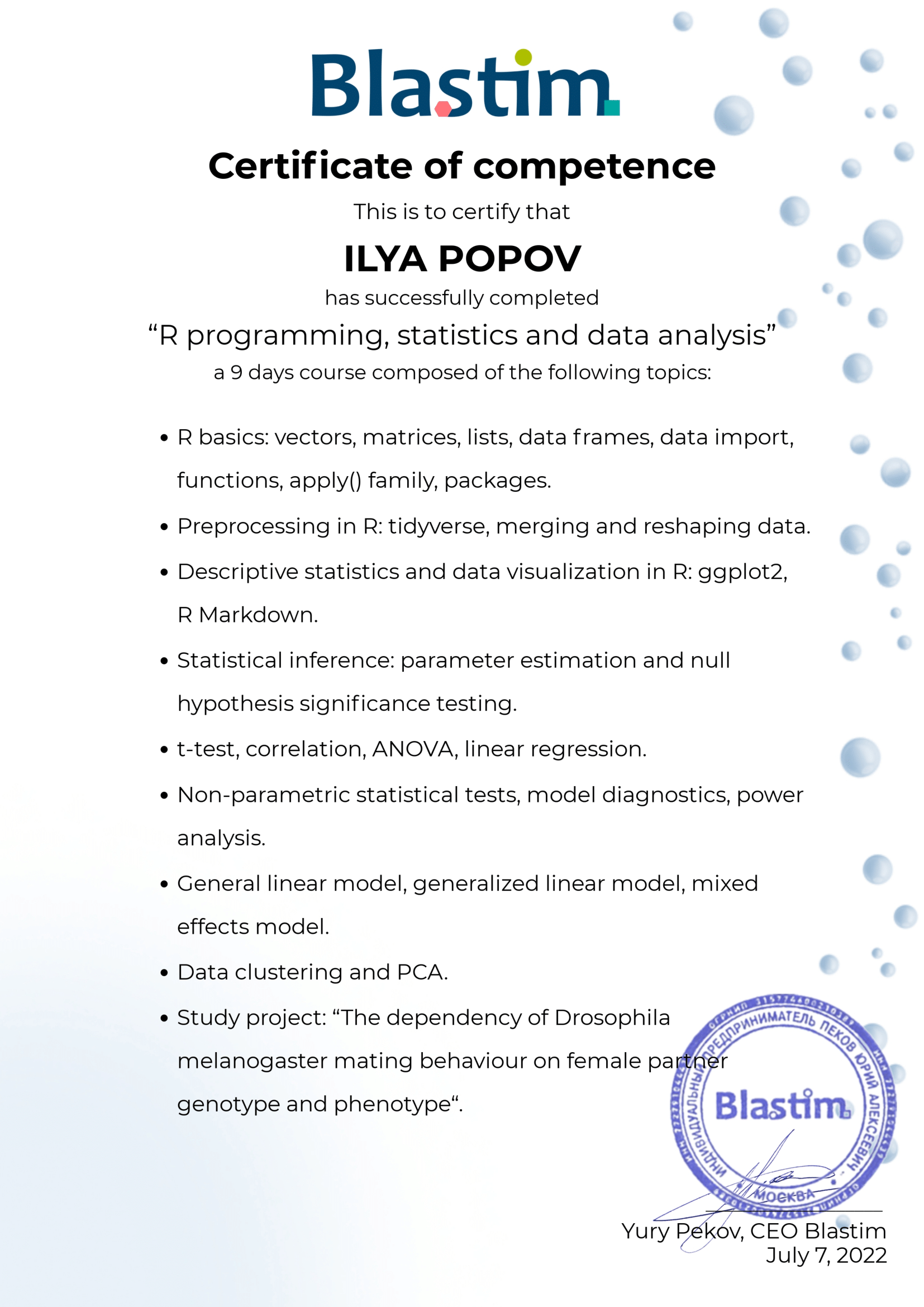 Statistics, R and data analysis